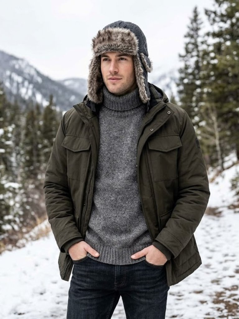 Goodfellow & Co Black Quilted Hat With Faux Fur Trim